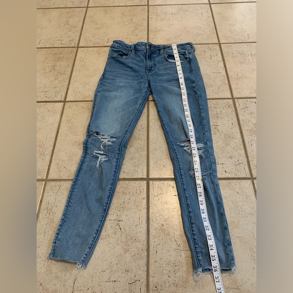 💜 American Eagle Outfitters Super Stretch Skinny Jeans, Raw Hem, Size 8 Regular - Picture 8 of 8